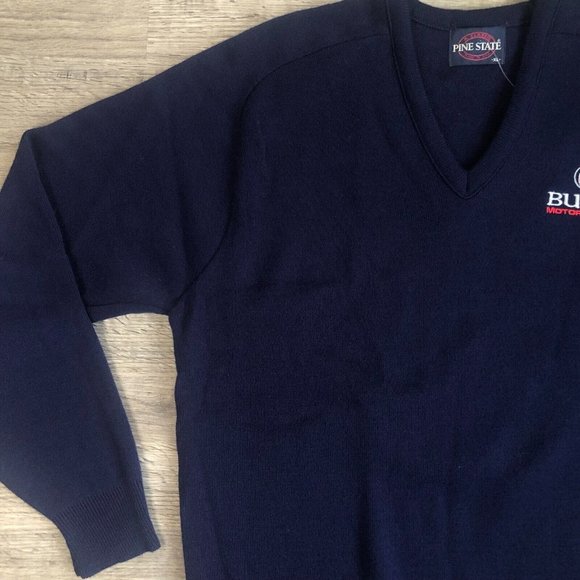 Vintage Deadstock Rare Navy Pine State Buick Motorsports V-Neck Sweater Size XL - Picture 8 of 14